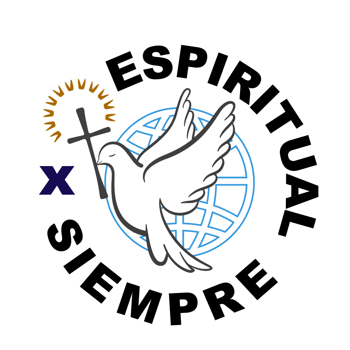 Espiritual Siempre — Circular logo for a Christian ministry with dove, cross, and globe