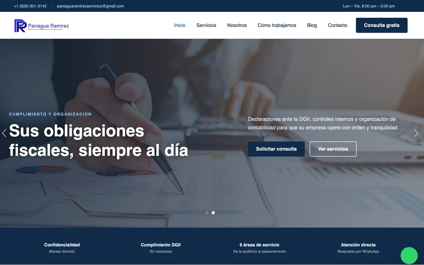 Sitio web corporativo Paniagua Ramírez SRL — firma contable y financiera en Santo Domingo, República Dominicana