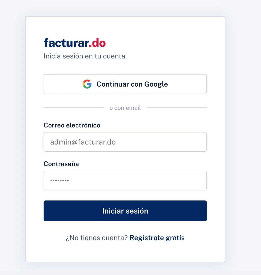 Facturar.do sign-in with Google or email